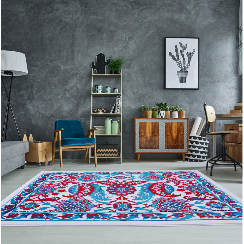Tapis oriental bleu / rouge, Rectangle 5 pi 3 po x 7 pi 6 po