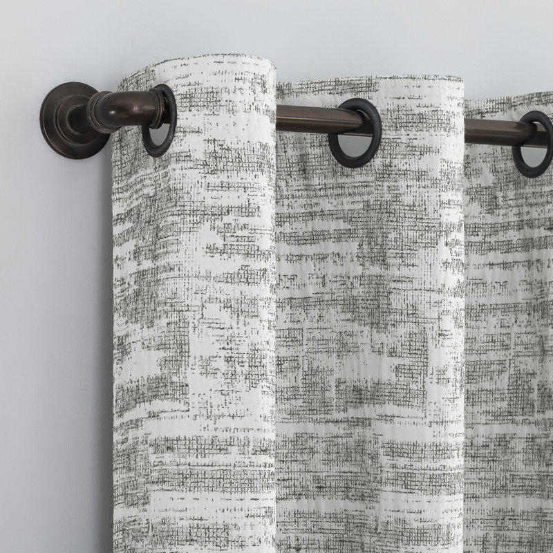 Sun Zero Parrish Distressed Grid Thermal Extreme 100% Blackout Grommet Curtain Panel, Gray, 40" W x 84" L