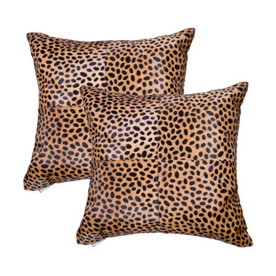 Animal Print Leather/Suede Throw Pillow