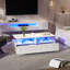 Table basse avec rangement à DEL, table basse rectangulaire avec tiroir coulissant et panneau latéral en acrylique transparent, table centrale ouverte avec lumière intérieure RVB pour le salon-2144285449