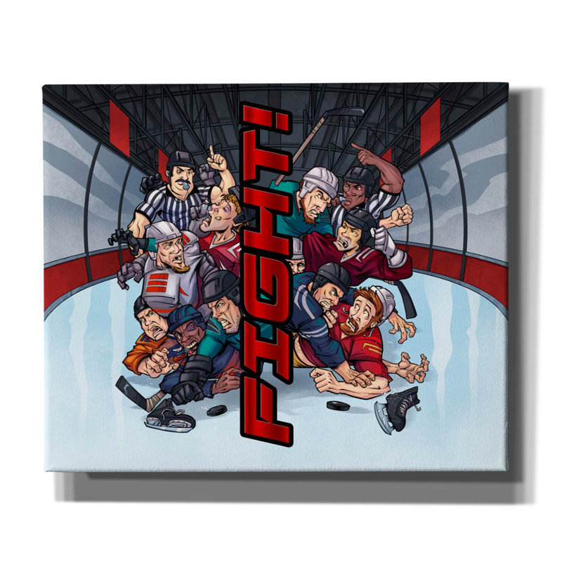 «Lurello Hockey Fight» sur toile de fond, H 20 po x l 24 po x P 0,75 po