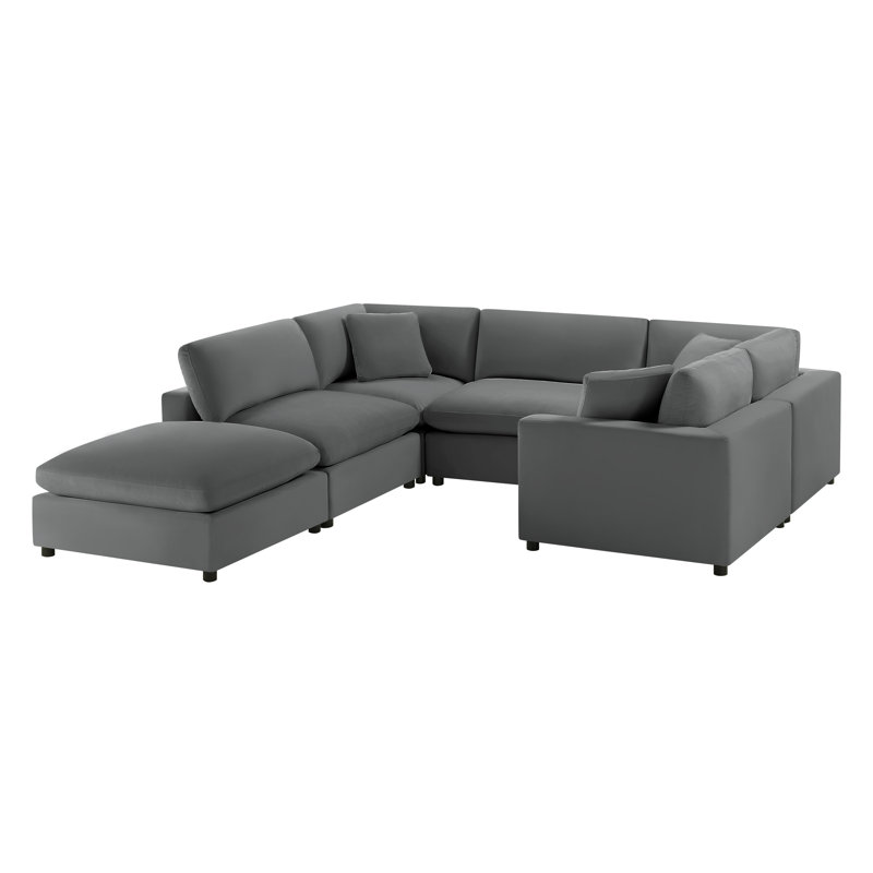 Vinessa Modular 6-Piece Sectional, Charcoal Performance Polyester