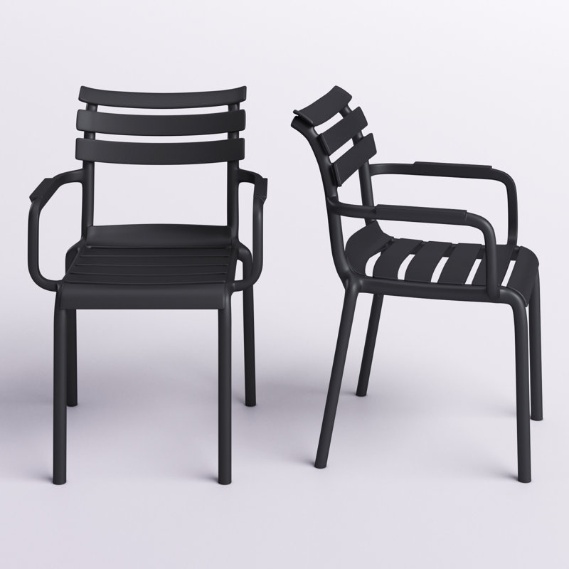 Aragons Stacking Patio Dining Armchair, Black