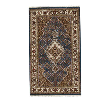 Tapis brun / rouge / gris en laine et en coton noué à la main de style oriental 2 pi 11 po x 5 pi 1 po Oriental
