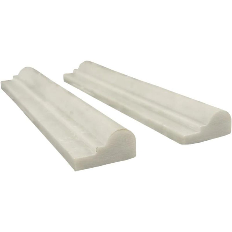 12" x 2" Polished Marble Chair Rail Tile Trim in White