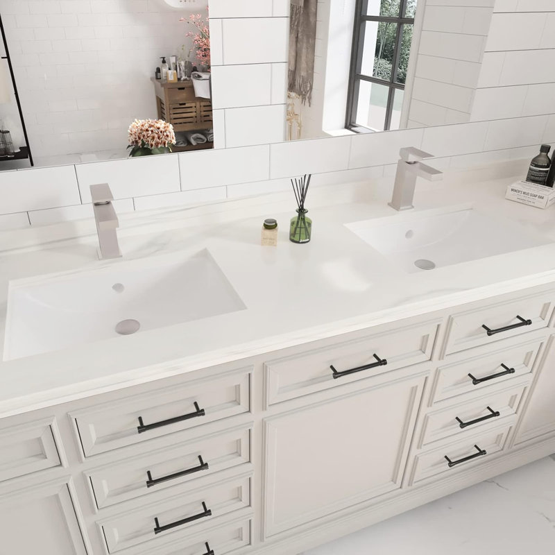 Single Hole Bathroom Faucet, Square Basin Vanity Rustproof, Solid Brass, Water - Saving, Lever Handles, Easy To Install Handle Modern Design With Pop Up Drain, Corrosion Leak Performance Assurance