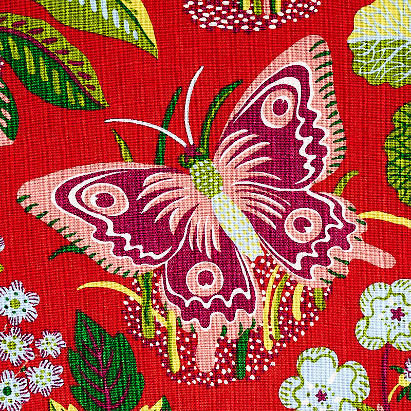 Exotic Butterfly Fabric, Red