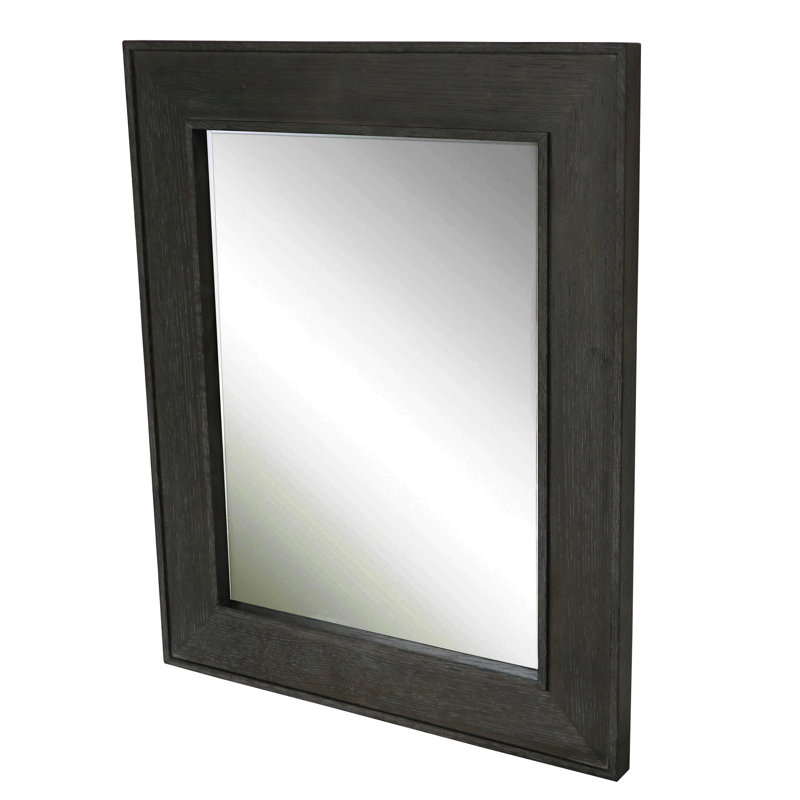 Solid Oak Flat Wall Mirror, Dark Oak