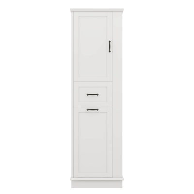 High Rising Storage Cabinet With Pull Out Compartment Drawer And Adjustable Shelves Perfect For Pantry Bathroom Storage