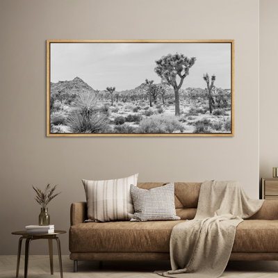 Cactus Desert "Black And White Joshua Tree Modern Photography Extra Large Framed Artwork Pictures