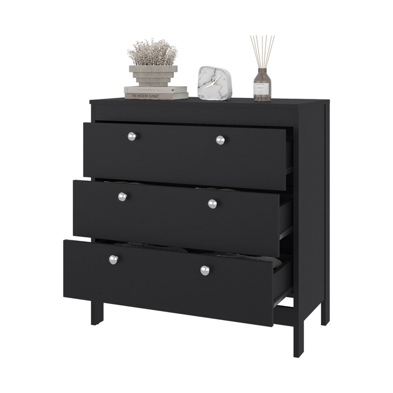 Commode 3 tiroirs Wenge avec rangement fonctionnel, Wengé