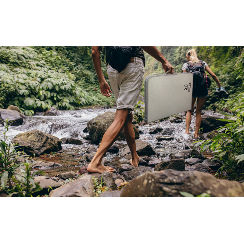 Table pliante réglable en aluminium, légère, portable avec poignée pour le camping, la plage, le bureau (grand)