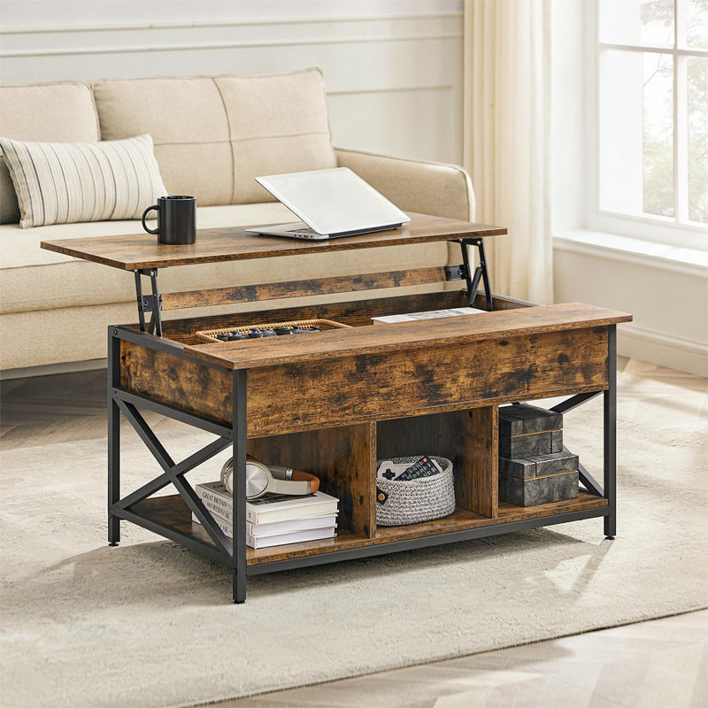 Table basse à plateau relevable Carnagall, Brun rustique
