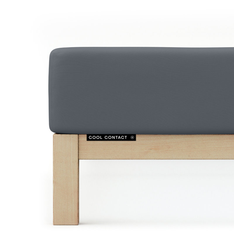 Cool Contact 100% Microfibre Fitted Sheet, Grey Deep, L 140 x 200cm - 160 x 200cm