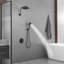 Robinet de douche rond à jet simple à 3 jets pour douche à jet de pluie haute pression en noir mat (valve incluse)