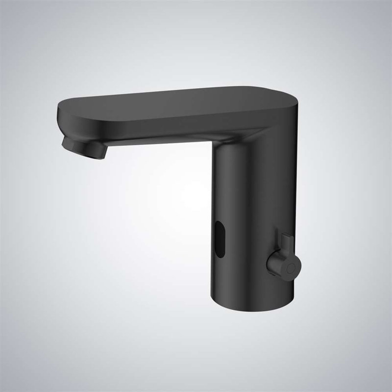 Deck Mounted Touchless Faucet Commercial Grade Automatic Sensor for Modern Restrooms, Matte Black