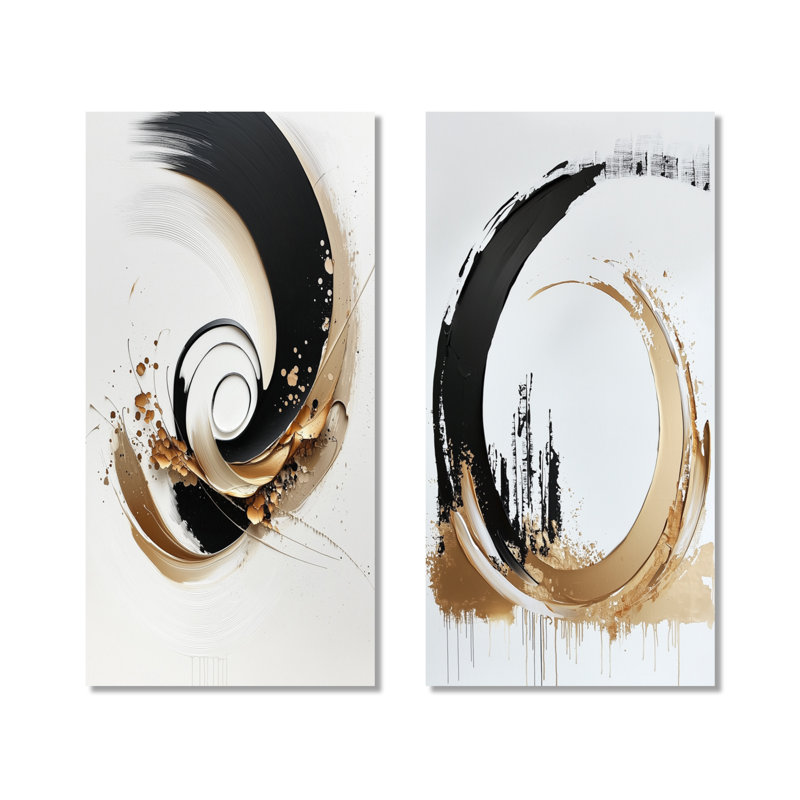 «Abstract Peace of Gold Inner Peace», ensemble de 2 impressions murales géométriques en métal, 40" H x 40" W