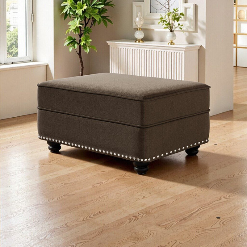 Repose-pieds en velours UnaMara pour le salon, repose-pieds multifonctionnel et table basse, Brun