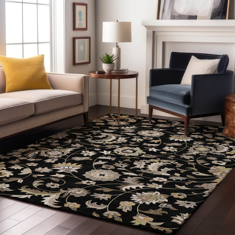 Premium Machine Washable Goulven AMF1006 Floral Rug, Rectangle 10' x 14'