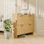 Armoire à chaussures rustique avec porte de grange avec 4 tiroirs rabattables, organisateur de vestibule mince en chêne clair, parfait pour le salon et le couloir-840679361
