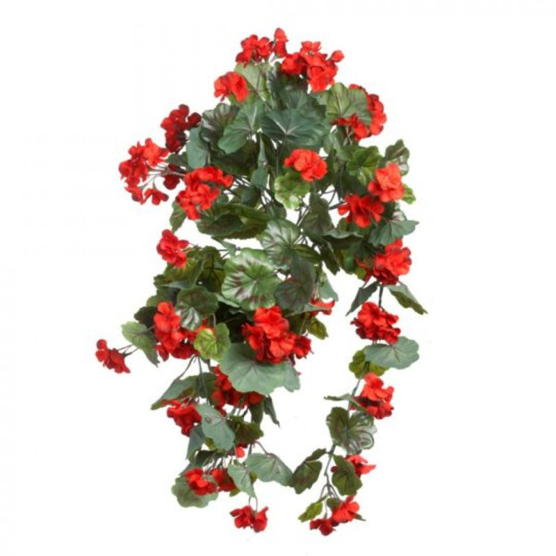 Uv Protected Hanging Geranium Bush Artificial Flower