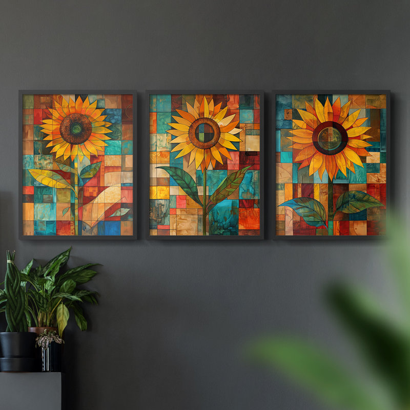 Étude florale CLX - Ensemble de 3 estampes numériques - Prêt à, Cadre noir, H 14 po x l 11 po