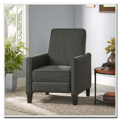 27.5" Push Back Recliner Chair Upholstered Recliner Armchair with Solid Beech Wood Legs