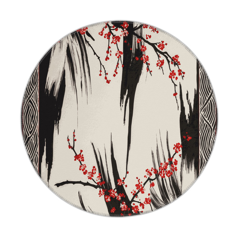 Scarlet Branches Indoor And Outdoor Area Rug, Round 5'
