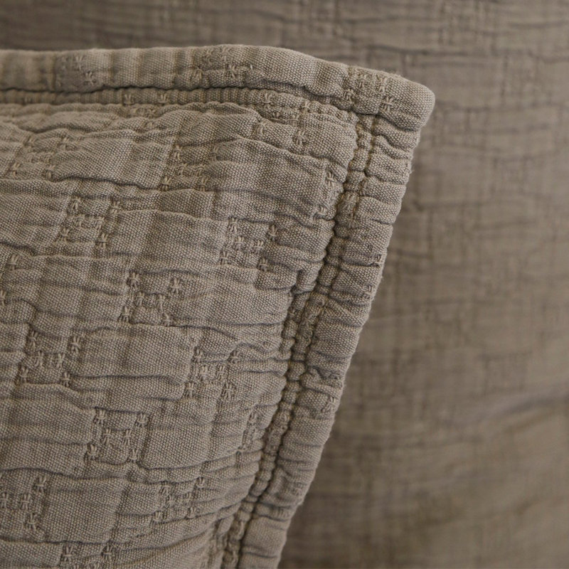 Ojai Modern & Contemporary Cotton Quilted Coverlet, Pebble, Twin Coverlet