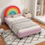 Lit plateforme tapissier simple Rainbow Design pour lit princesse pour garçons et filles, adolescents, coloré et rose