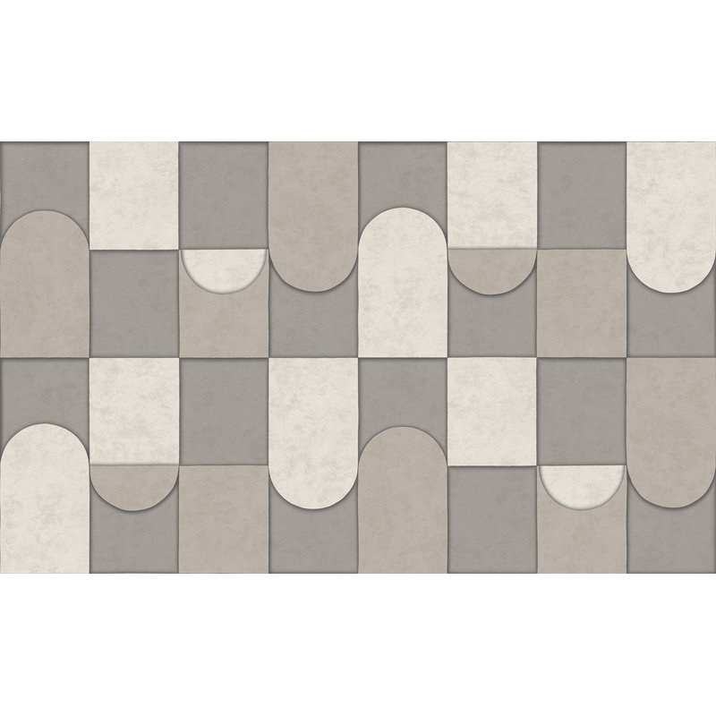 Papier peint Dayven Patchwork, Gris / Beige