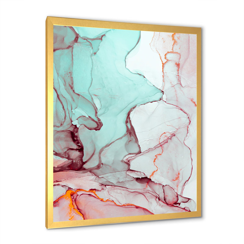 Marbre de luxe turquoise liquide Art II - œuvre d'art moderne sur toile, H 36 po x l 24 po x P 1 po