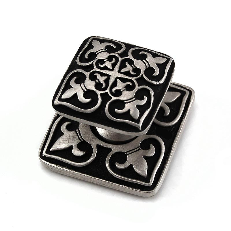 Fleur De Lis Square Knob, Antique Nickel