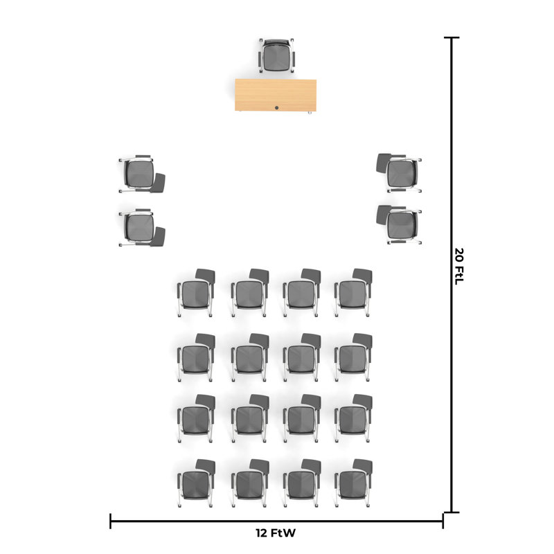 21 Person Flip Top 22'' L Modular Training Table and Chair Set with Casters and Modesty Panel