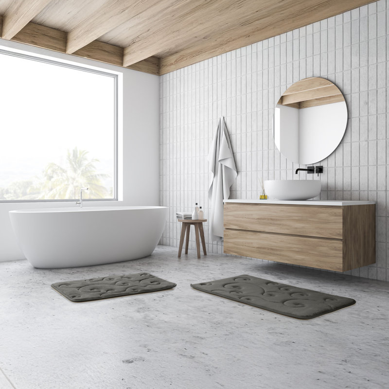 Ensemble de tapis pour salle de bain Gosim, Platinum