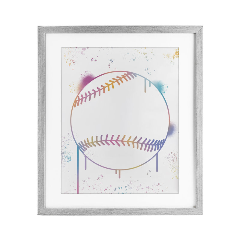 Graffiti Baseball Drip, reproduction encadrée sous verre, conception de Marcus Prime, Cadre de ferme gris, H 16 po x l 13 po