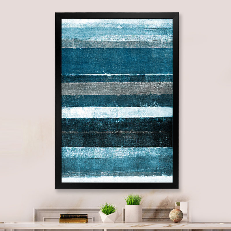 Art moderne gris et bleu II 2FDP47788, Cadre noir, H 32 po x l 16 po x P 1 po