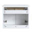 Meuble-lavabo luxueux avec portes et évier à fermeture en douceur, avec une petite tablette de rangement pour plus de commodité.