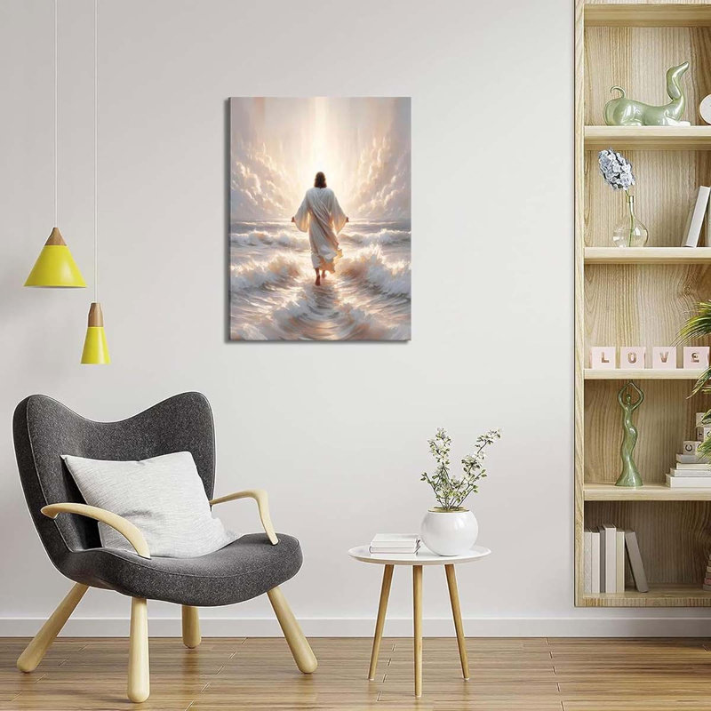 40*30，Walks On Water Canvas Wall Art Jesus Walking On Water Back View Wall Decor Picture., 60 cm H x 40 cm W