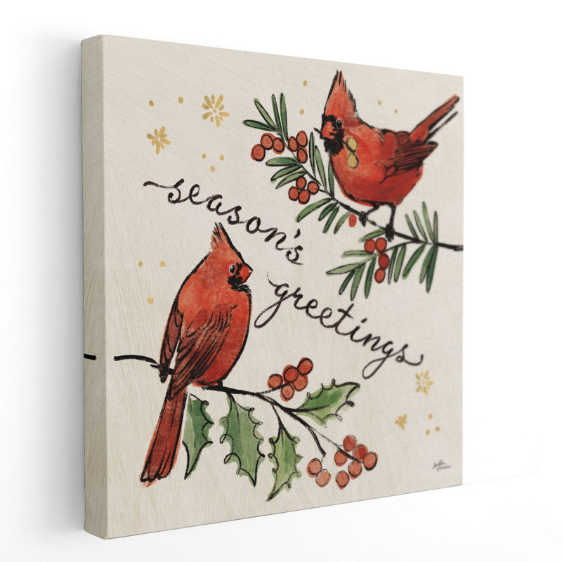 «Christmas Lovebirds X», reproduction d'art sur toile, H 12 po x l 12 po