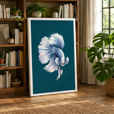 Betta in Blue Modern - Wrapped Canvas