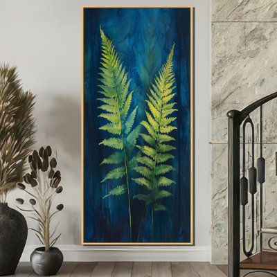 Cisnero Fern Abstract In Blue And Green Bloom - Ferns Large Wall Art