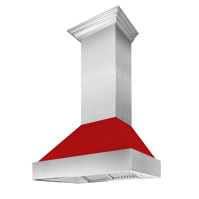 48" Fingerprint Resistant Stainless Steel Range Hood with Fingerprint Resistant Shell (8654SN-48), Red Matte
