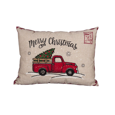  Truck Christmas Lumbar Pillow