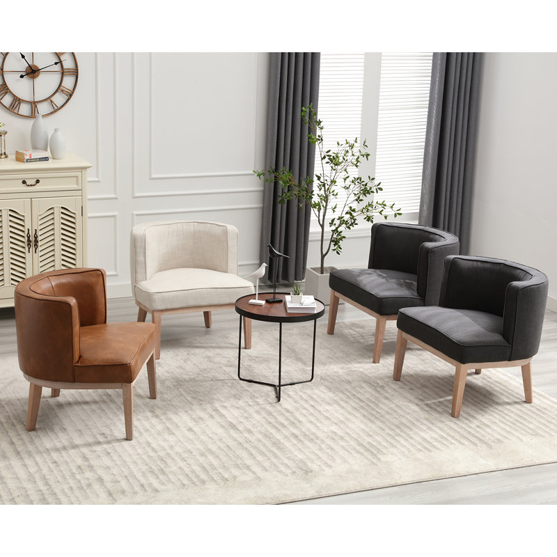Kasandra Upholstered Barrel Chair, Charcoal Linen