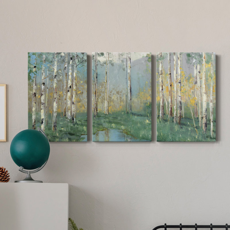 Birch River Reflections - Toile tendue avec châssis de qualité supérieure - Prêt à être accroché, H 60 po x l 120 po x P 1 po