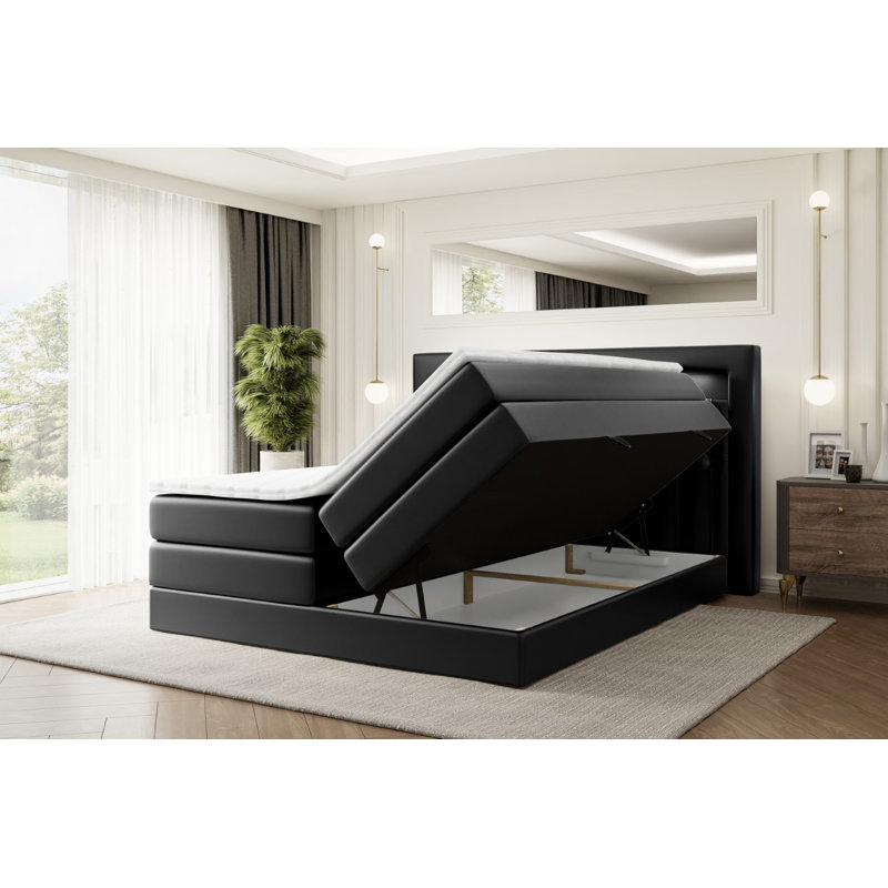 Bed, 200 x 200 cm, Black
