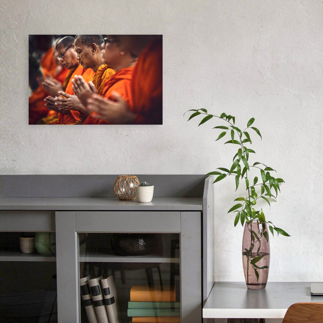 Buddhist Monks Meditate Peaceful Serene Abstract Wall Art Print