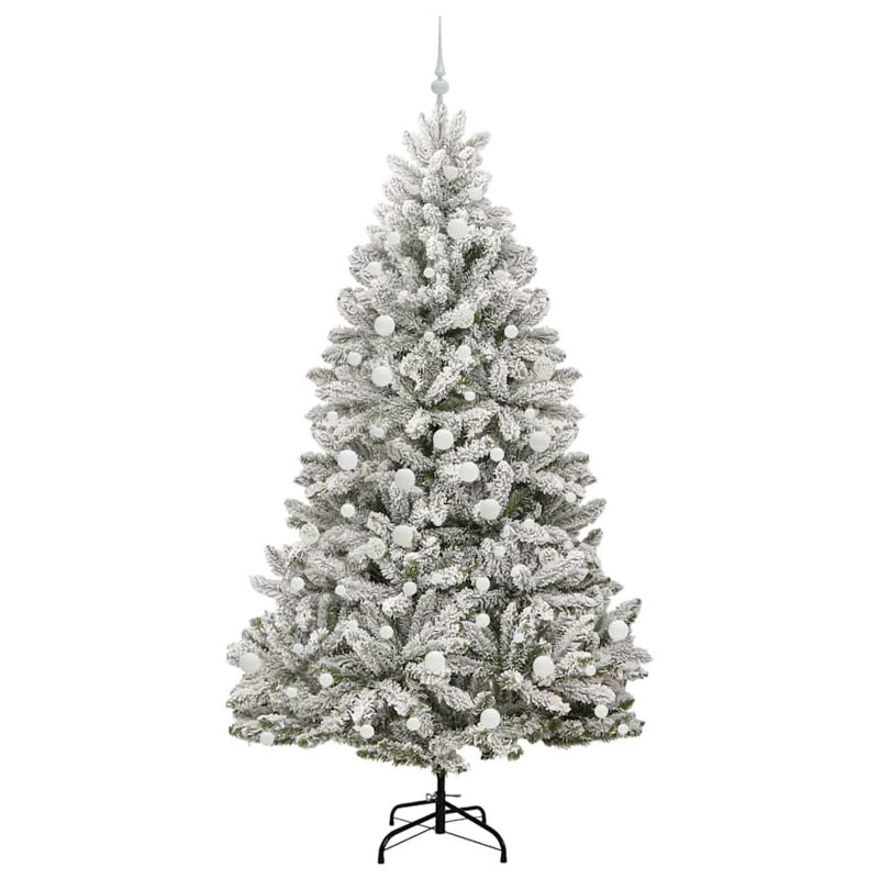 Artificial Christmas Tree Green and White PVC and Metal, 6.89 ft