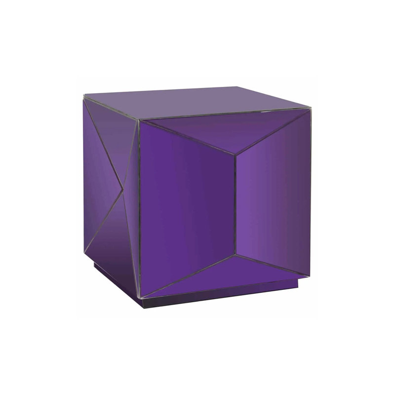 End Table Mirrored Glass Top End Table, Purple